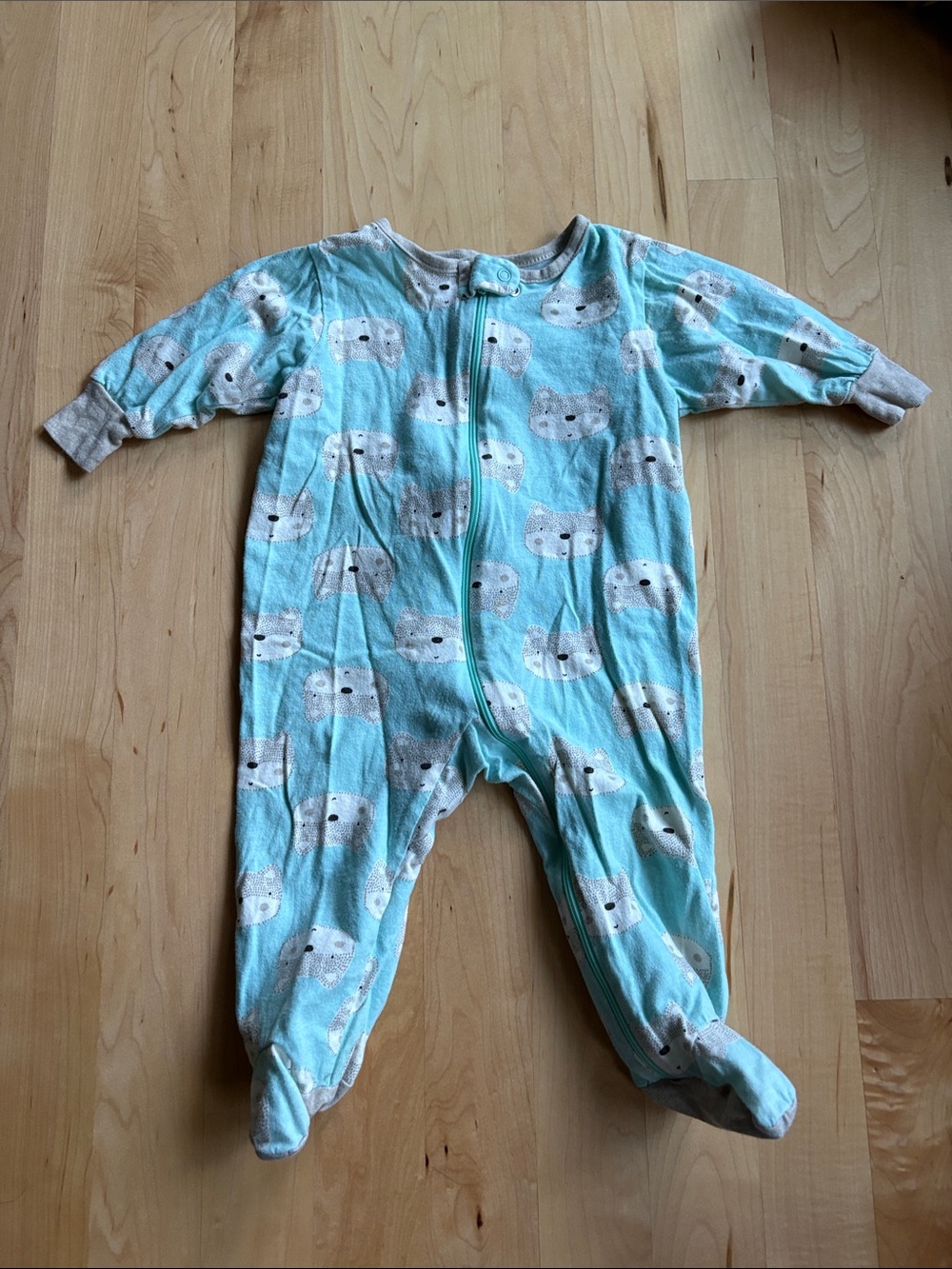 Gerber Aqua Bear-Print Footed One-Piece